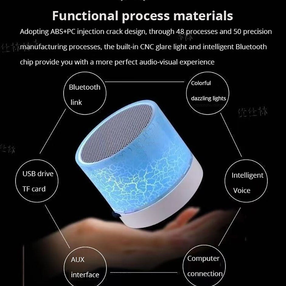 Mini Portable Car Audio A9 Dazzling
Crack LED Wireless Bluetooth 4.1