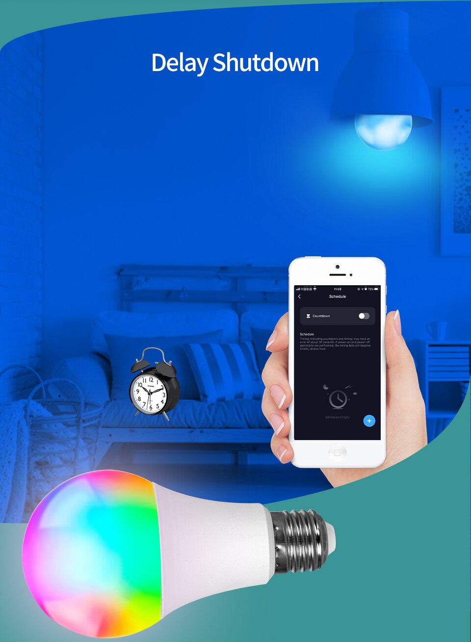 Tuya Smart Led Bulb E27 220V Smart Light APP Control Bluetooth RGB Dimmable Bulb