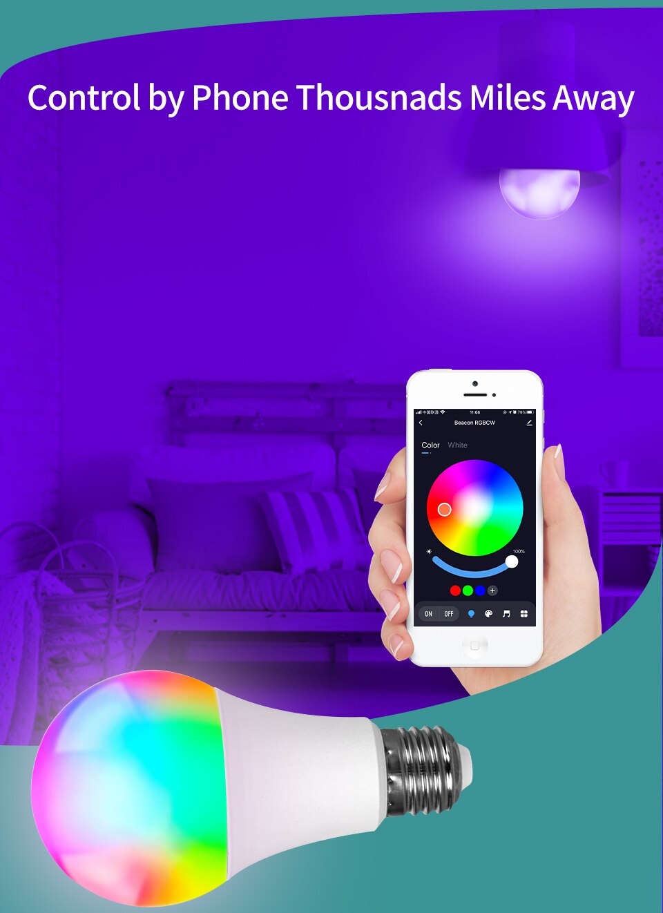 Tuya Smart Led Bulb E27 220V Smart Light APP Control Bluetooth RGB Dimmable Bulb