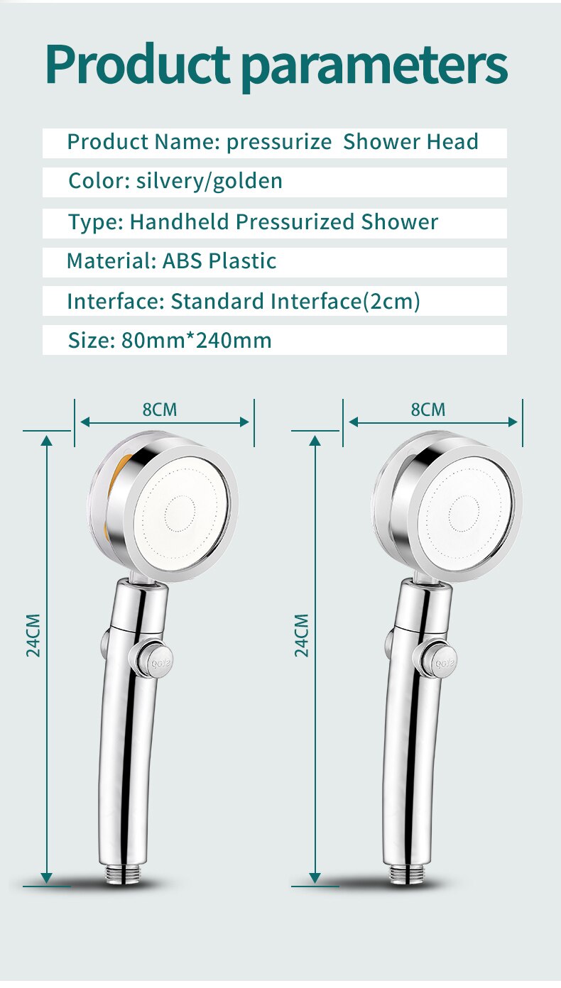 Propeller shower head rainfall High pressures