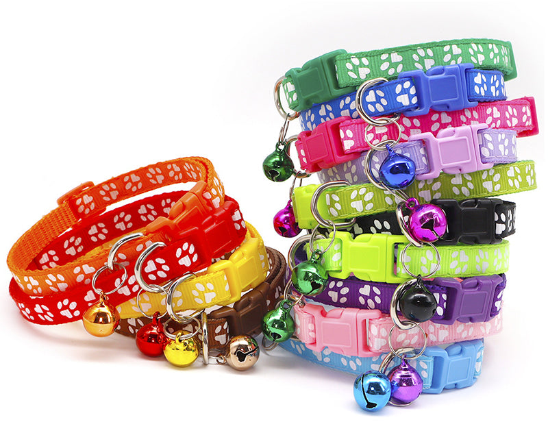 Pet Collar With Bell Cartoon Footprint